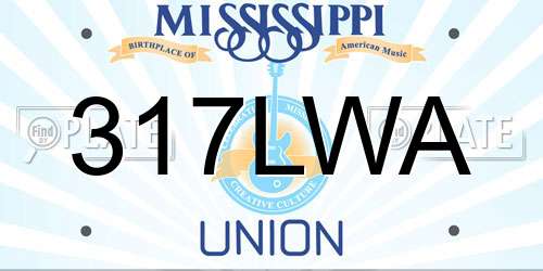 317LWA Mississippi License Plate
