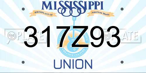 317Z93 Mississippi License Plate