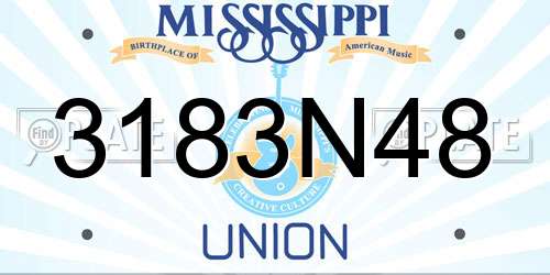 3183N48 Mississippi License Plate