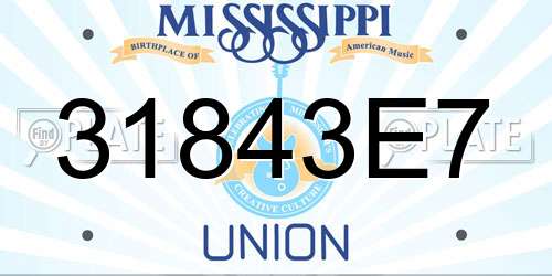 31843E7 Mississippi License Plate