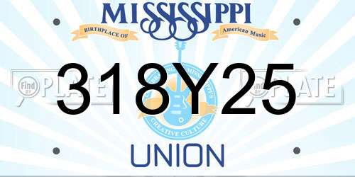 318Y25 Mississippi License Plate