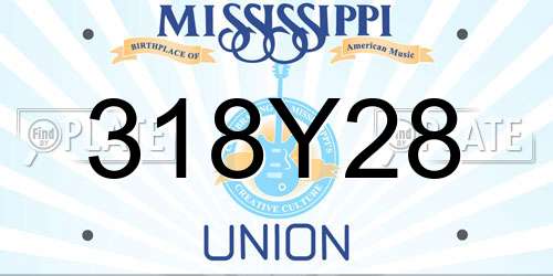 318Y28 Mississippi License Plate
