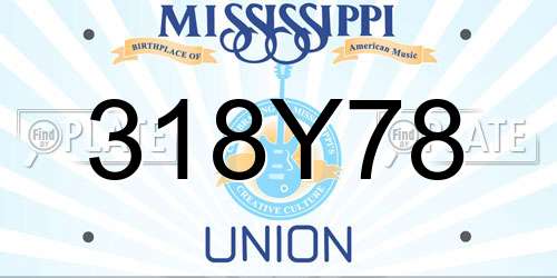 318Y78 Mississippi License Plate