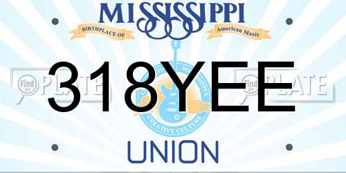 318YEE Mississippi License Plate