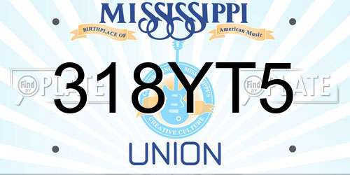 318YT5 Mississippi License Plate