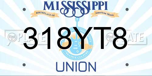 318YT8 Mississippi License Plate