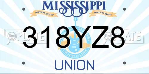 318YZ8 Mississippi License Plate