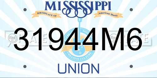 31944M6 Mississippi License Plate
