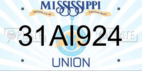 31AI924 Mississippi License Plate