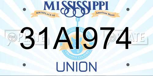 31AI974 Mississippi License Plate