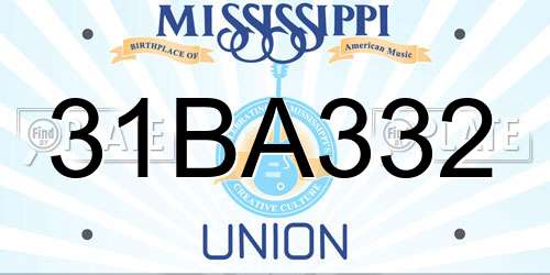 31BA332 Mississippi License Plate