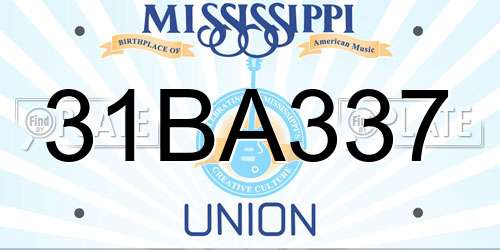 31BA337 Mississippi License Plate