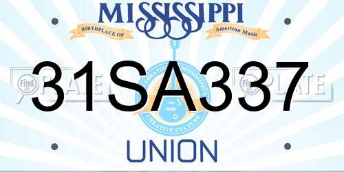 31SA337 Mississippi License Plate