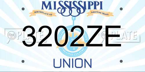 3202ZE Mississippi License Plate