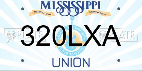 320LXA Mississippi License Plate