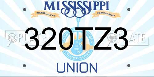 320TZ3 Mississippi License Plate