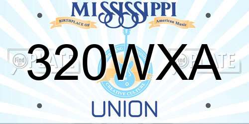 320WXA Mississippi License Plate