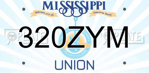 320ZYM Mississippi License Plate