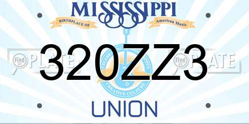 320ZZ3 Mississippi License Plate
