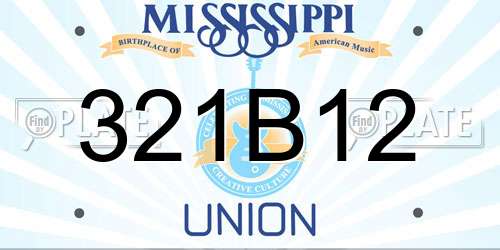 321B12 Mississippi License Plate