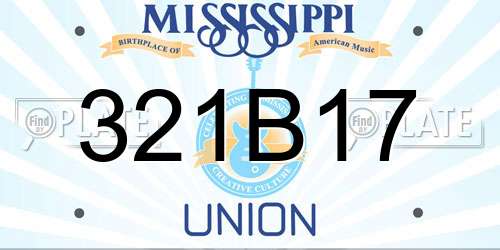 321B17 Mississippi License Plate