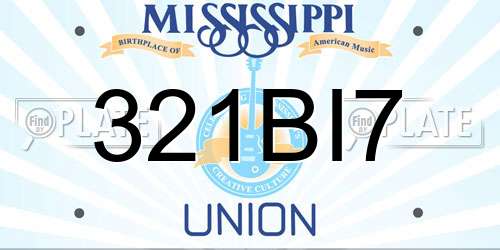 321BI7 Mississippi License Plate