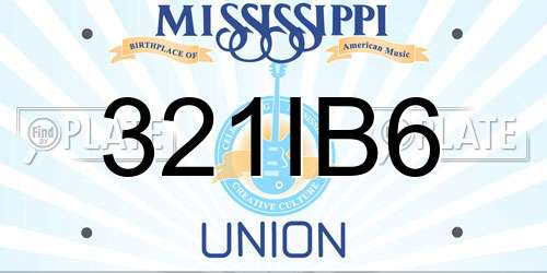321IB6 Mississippi License Plate