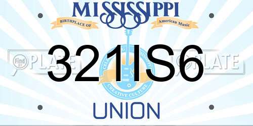 321IS6 Mississippi License Plate