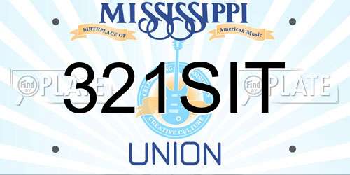 321SIT Mississippi License Plate