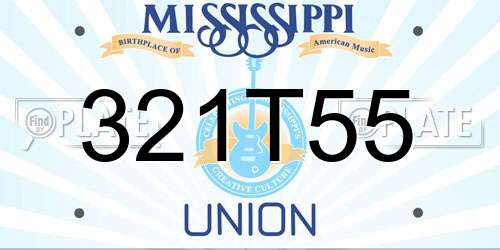 321T55 Mississippi License Plate