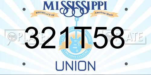 321T58 Mississippi License Plate