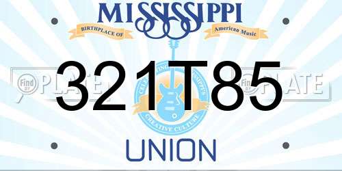 321T85 Mississippi License Plate