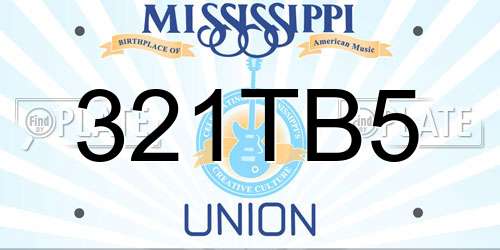 321TB5 Mississippi License Plate