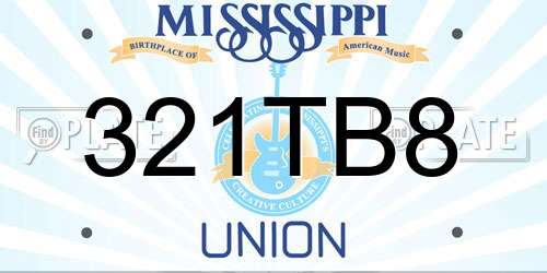 321TB8 Mississippi License Plate