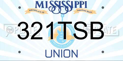 321TSB Mississippi License Plate