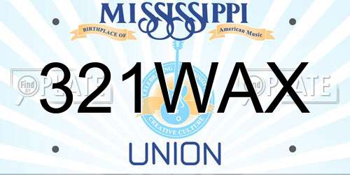 321WAX Mississippi License Plate