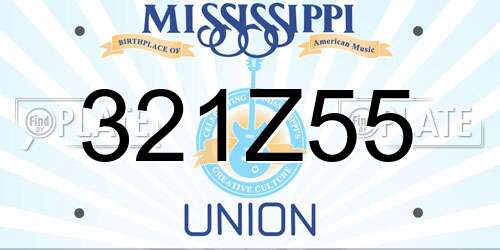 321Z55 Mississippi License Plate