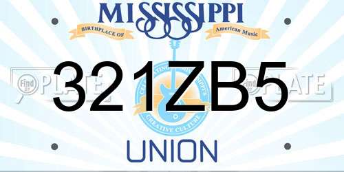 321ZB5 Mississippi License Plate