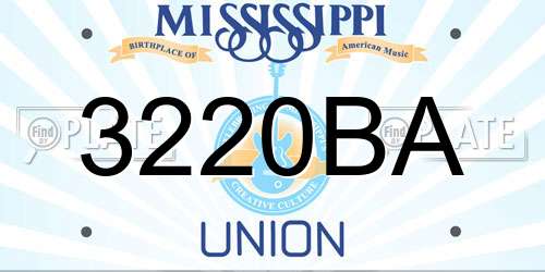 3220BA Mississippi License Plate