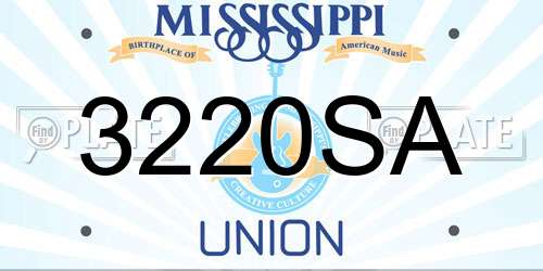 3220SA Mississippi License Plate