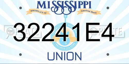 32241E4 Mississippi License Plate