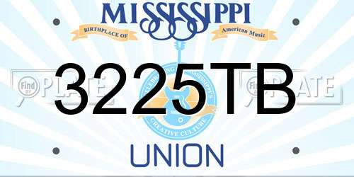3225TB Mississippi License Plate