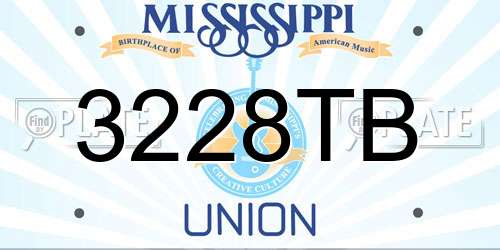 3228TB Mississippi License Plate
