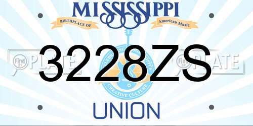 3228ZS Mississippi License Plate