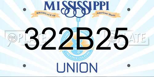 322B25 Mississippi License Plate