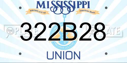 322B28 Mississippi License Plate