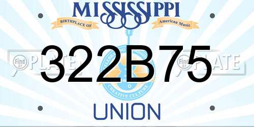 322B75 Mississippi License Plate