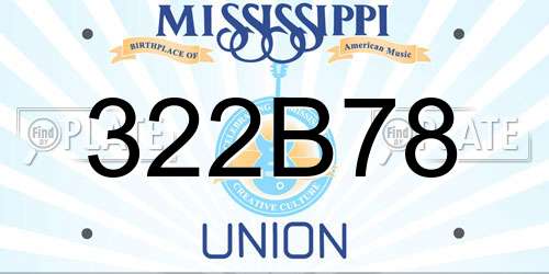 322B78 Mississippi License Plate