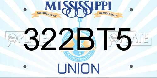 322BT5 Mississippi License Plate