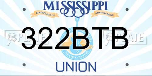 322BTB Mississippi License Plate
